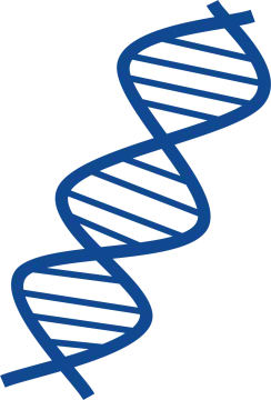 a blue and white dna symbol