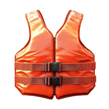 an orange life vest on a white background