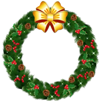 a christmas wreath with holly and pine cones