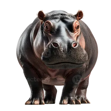 a hippo is standing and looking at the camera