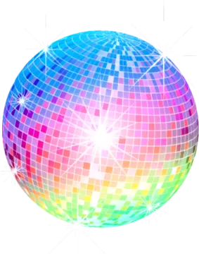a colorful disco ball on a white background