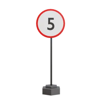 a traffic sign with the number 5 on it