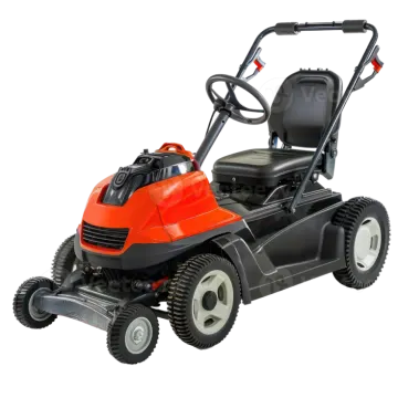 a lawn mower on a white background