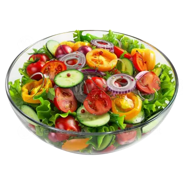 a glass bowl filled with fresh vegetables