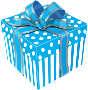a blue gift box with a bow