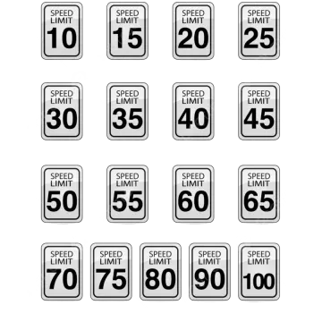 a set of speed limit signs on white background