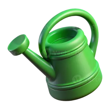 a green watering pot with a handle
