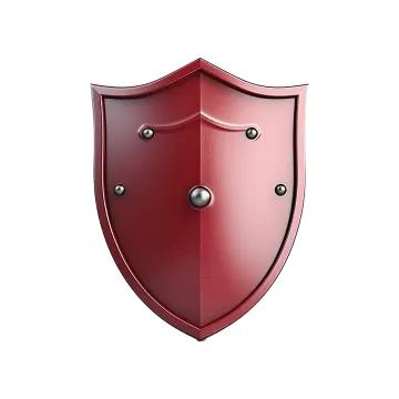 a red shield on a white background