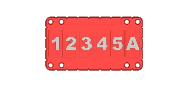 a red plastic plate with the number 1234a on it
