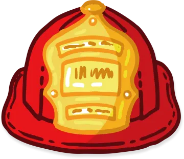 a fireman's helmet with flames on it