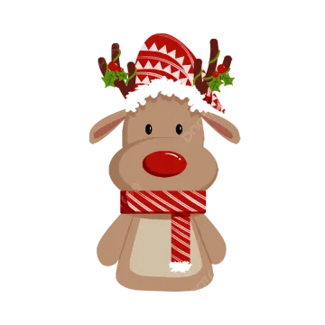 a reindeer wearing a santa hat and scarf