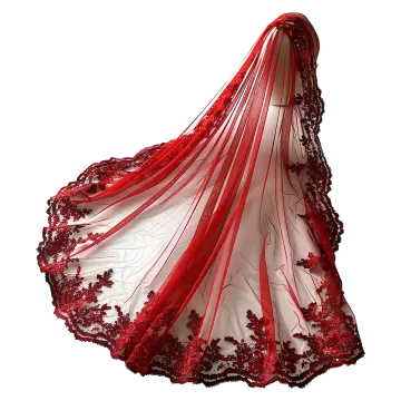 a red wedding veil on a white background