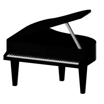 a black piano on a white background