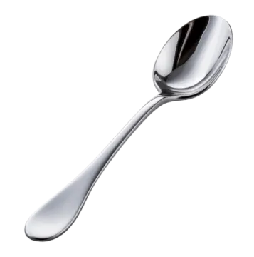a silver spoon on a white background