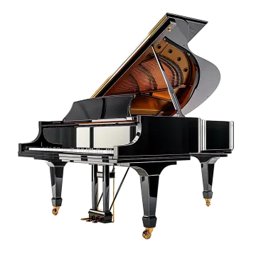 a grand piano on a white background