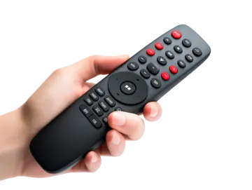 a hand holding a remote control
