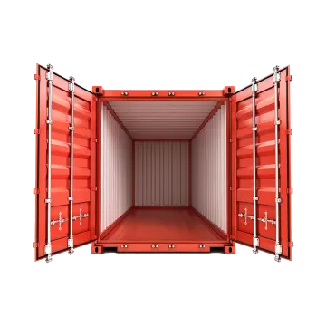a red shipping container on a white background