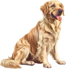 a dog sitting down with its tongue out