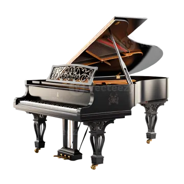 a grand piano on a white background