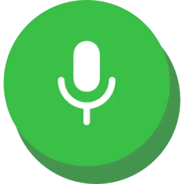 a green icon of a microphone