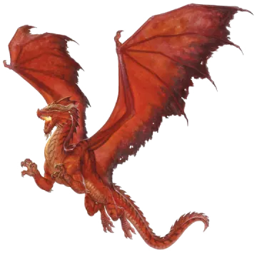 a red dragon flying in the air