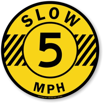 a yellow and black sticker with the number 5 on it