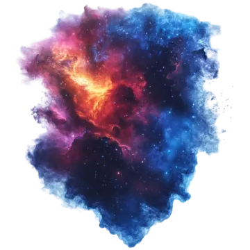 a blue and red nebula in the shape of a heart