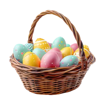 a basket full of colorful easter eggs