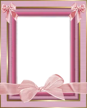 a pink frame with a bow and ribbon