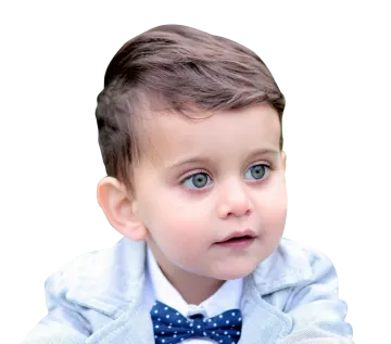 a little boy wearing a blue bow tie