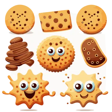 a set of cute cookies with different eyes