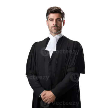 a man in a black robe and white shirt