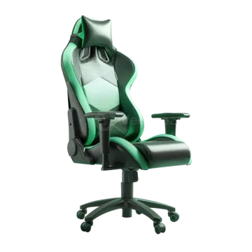 a green gaming chair on a white background