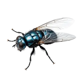 a blue fly insect on a white background