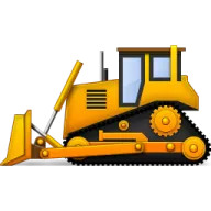 a yellow bull tractor with gears on it