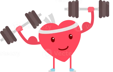 a heart with a barbell and dumbs