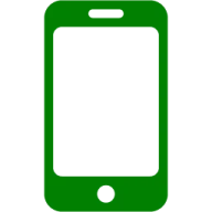 a green phone with a white screen