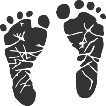 a pair of footprints on a white background