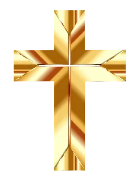 a gold cross on white background