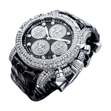 a black watch with diamonds on the face