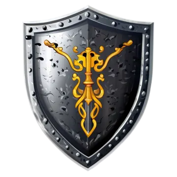 a shield with an image of a man on it