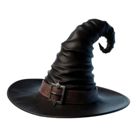 a black witch hat on a white background