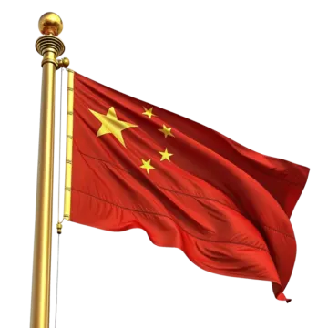 a chinese flag flying in the wind
