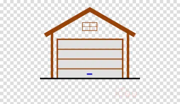 a garage with the door open on a transparent background