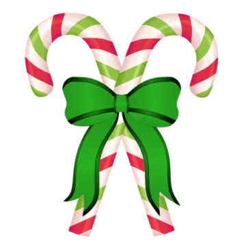 a candy cane with a green bow