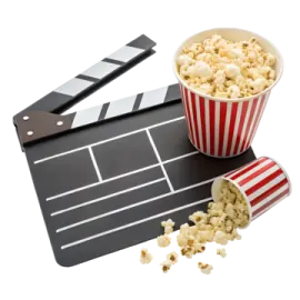 popcorn and claps on a white background