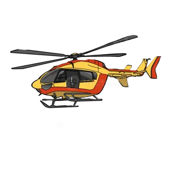 a yellow helicopter flying in the sky