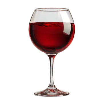 a glass of red wine on a white background
