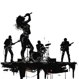 a group of people playing instruments on a stage