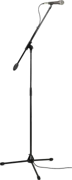 a microphone on a tripod stand
